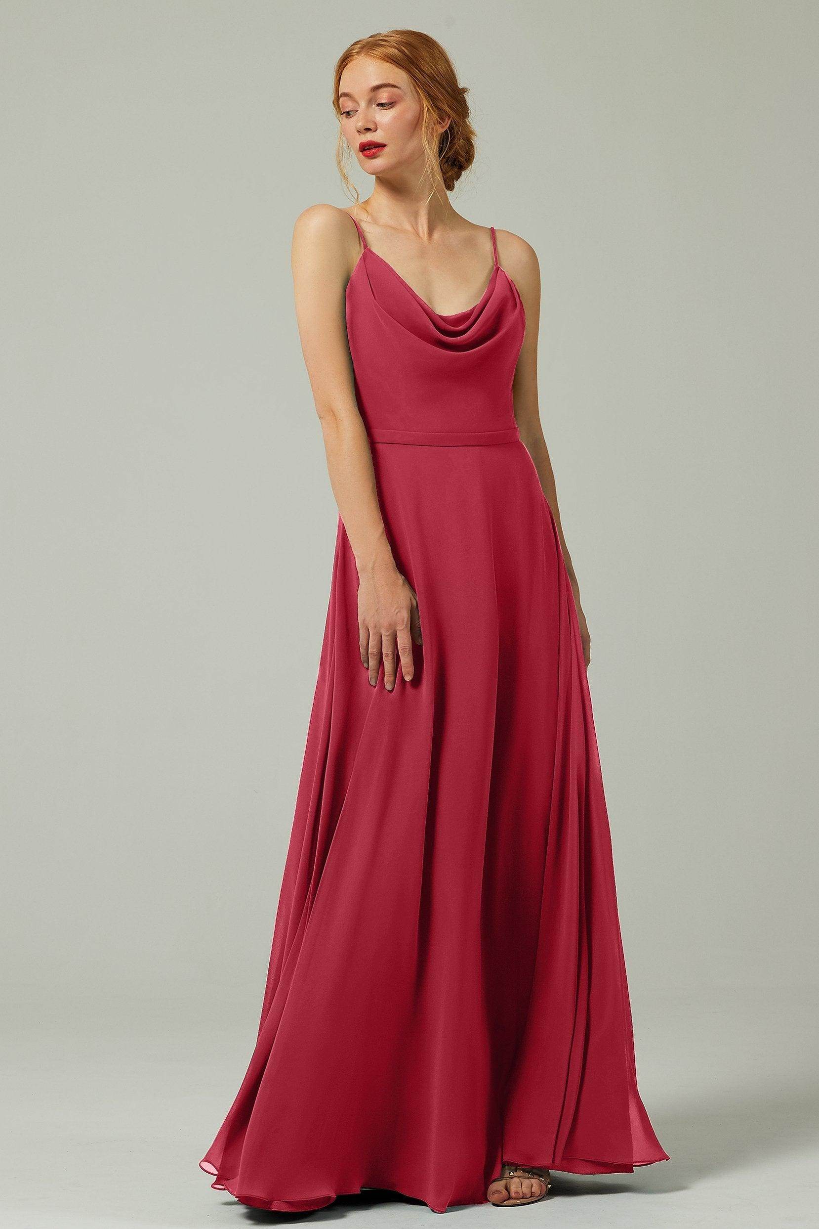 A-Line Floor Length Chiffon Bridesmaid Dress CB0322 - COCOMELODY